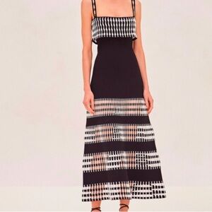 ALEXIS  Black and White Maxi Dress XS NWOT
